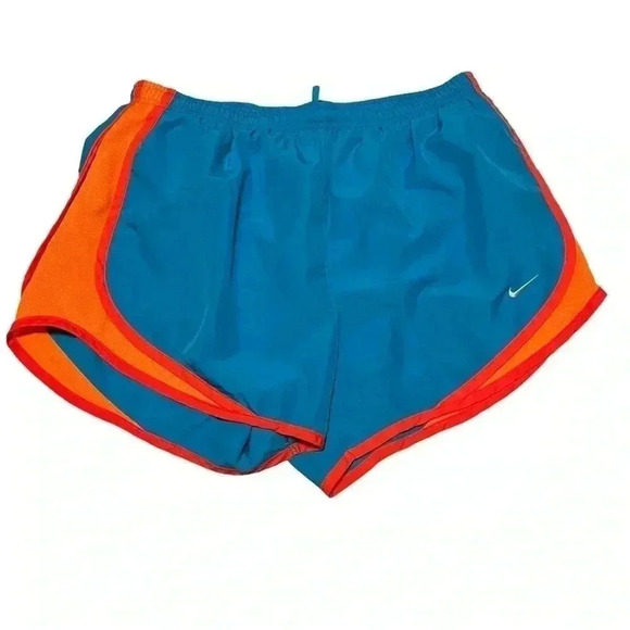 WOMEN’S NIKE DRI FIT TEMPO ATHLETIC SHORTS•SIZE MEDIUM•AQUA BLUE /ORANGE• - Picture 4 of 7
